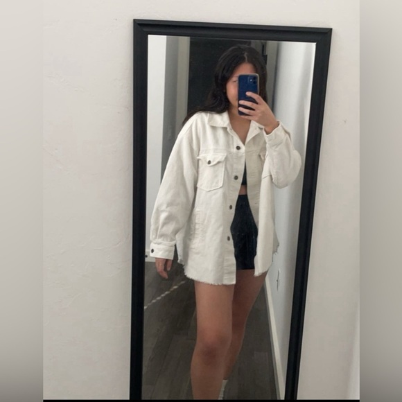 Zara Oversized Corduroy Shacket Jacket Size XS. Rough Hem. - Picture 3 of 9